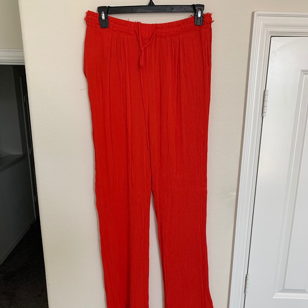 Zara blood orange linen pants with drawstring
